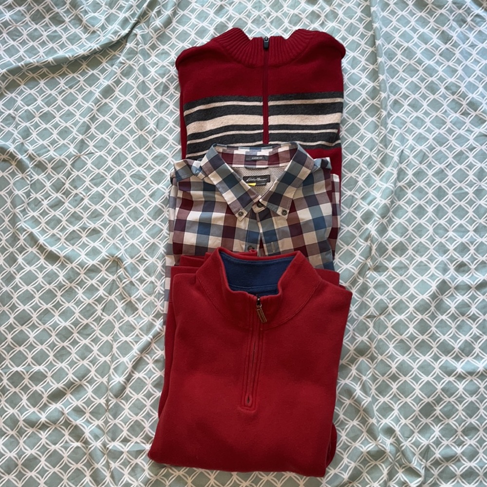 1 shirt and 2 sweaters XLT Eddie Bauer and lands end